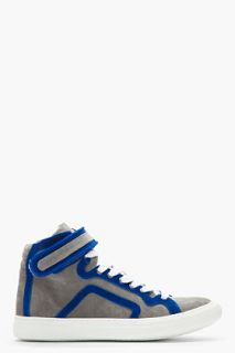 Pierre Hardy Royal Blue And Grey Suede High top Sneakers for men