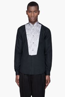 Mugler Black Jacquard front Dress Shirt for men