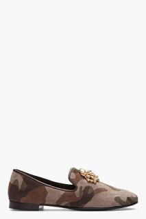 Giuseppe Zanotti Taupe Camo Jeweled Kevin 10 Loafers for men