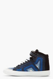 Pierre Hardy Blue Suede Banded High top Sneakers for men