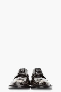 Saint Laurent Black And Silver Nail perforated Brogues for men