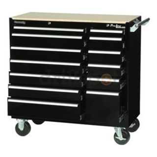 Mfg.Co 10492BK 39 x 18 x 35 13 Drawer Black Steel Roller Cabinet