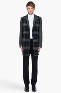 Edun Charcoal Mixed Wool Plaid Coat for men