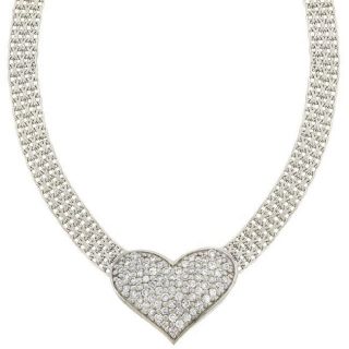 Icz Stonez Sterling Silver CZ Heart Mesh Link Necklace Today $69.99 4