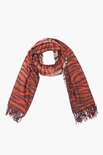 Mulberry Rust Leopard/tiger Print Cashmere Scarf for women