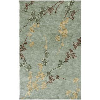 Hand tufted Blue/ Brown Floral Rug (77 x 97)