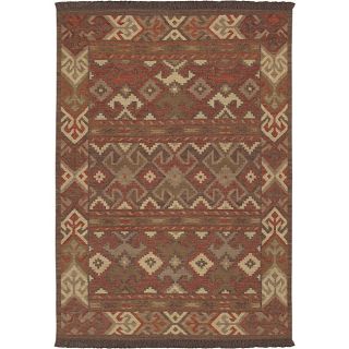 Hand woven Orange/Brown Southwestern Aztec Laredo Wool Rug (26 x 8