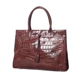 Michael Rome Patent Croco embossed Leather Tassel Tote Bag