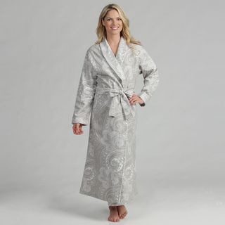 Dormisette Womens Grey/ White Paisley German Flannel Robe