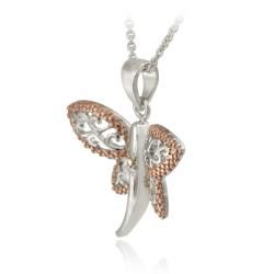 DB Designs Rose Gold over Silver Champagne Diamond Filigree Dragonfly