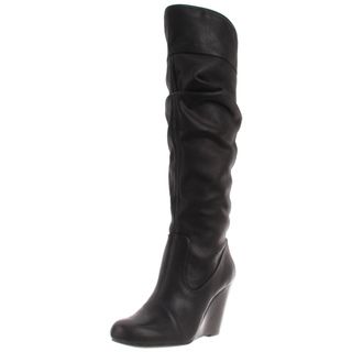Jessica Simpson Womens Pasha Black Leather Knee high Boots