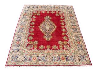 Persian Kirman Hand knotted Red Wool Rug (910 x 133)