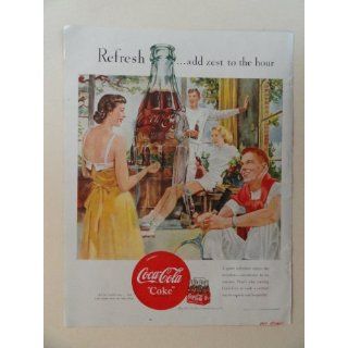 Coca Cola. 1950 full page print advertisement. (girl and boys taking a