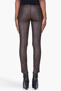 Wayne Espresso Snake Scale Stitched Leggings for women