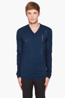 Edun Dropped Needle V neck for men