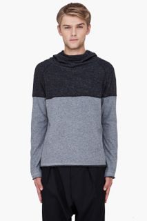 Yigal Azrouel Grey Combo Marled Pima Hoodie for men