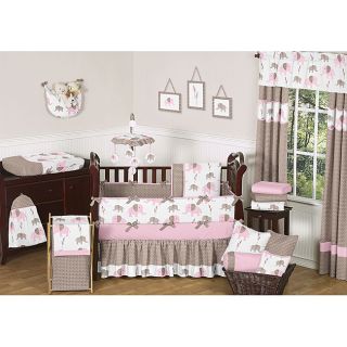 Sweet Jojo Designs Pink Mod Elephant 9 piece Crib Bedding Set See