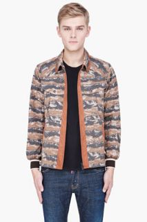 White Mountaineering Brown Corduroy trimmed Camo Jacket for men