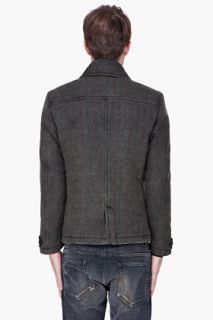 Diesel Charcoal Padded Wool Warner Jacket for men
