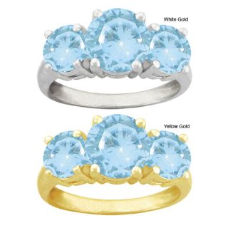 10k Gold Round Synthetic Aquamarine 3 stone Ring Today $249.99