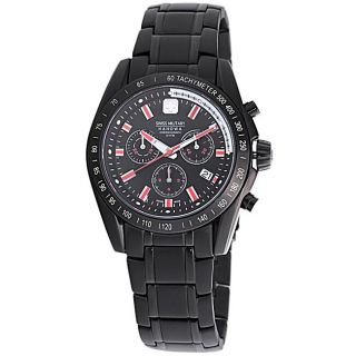 Swiss Military Mens Supersonic Black Stainless Steel Red Marker