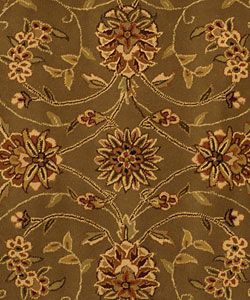 Handmade Isfahan Sage/ Ivory Wool and Silk Rug (96 x 136