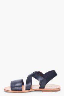 CARVEN Black Leather Sandals for men