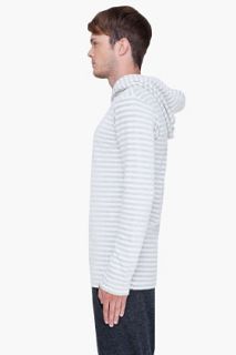 Y 3 White Shadow Stripe Hoodie for men