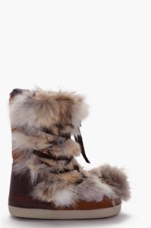 Dsquared2 Brown Coyote Fur Big Foot Boots for men