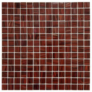 SomerTile 12x12 in Cuivre 1 in Burgundy Translucent Glass Mosaic Tile