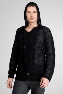 Endovanera  Cloaked Black Knitted Hoodie for men