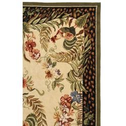 Hand hooked Rooster and Hen Cream/ Black Wool Rug (6 x 9