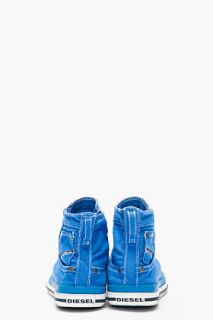 Diesel Bright Blue Twill Exposure I Sneakers for men