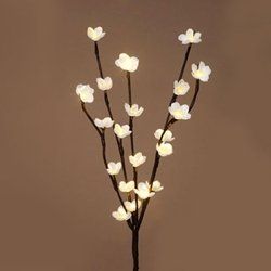 Brown 24 Inch Flower Branch With 20 LED Lights   Battery