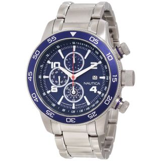 Nautica Mens Stainless Steel Blue Dial Chronograph Watch