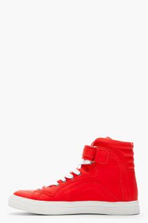 Pierre Hardy Vivid Red Rubberized Leather High top 112 Sneakers for men