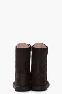 Ann Demeulemeester Black Pebbled Leather Nabuk Boots for men