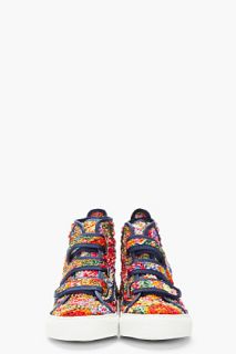 Raf Simons Multicolor Textured Floral Velcro Sneakers for men
