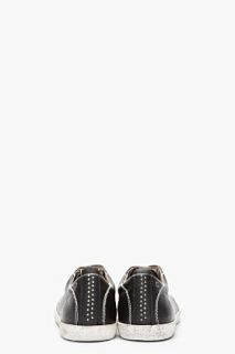 Diesel Black Leather Under Pressure Studded Sneakers for men