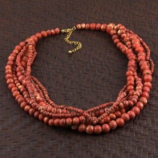 Wood The Coral Look Multi strand Beaded Necklace (India)
