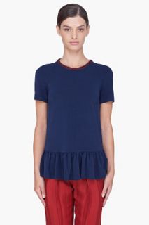 Opening Ceremony Navy Dropped Ruffle T shirt for women