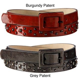 Steve Madden Womens Studded Patent Leather Belt