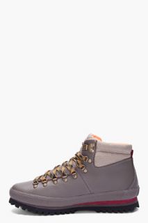 Diesel Taupe Leather Quebec Boots for men