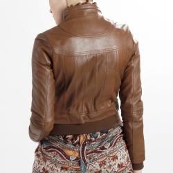 United Face Womens Lambskin Leather Bomber Jacket