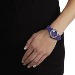 Geneva Platinum Womens Rhinestone accented Silicone Watch (Set of 2