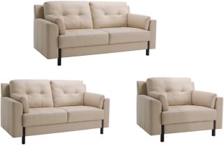 Tiffany Cream Leather Sofa, Loveseat and Chair