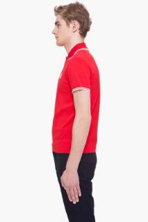 Moncler White Tipped Red Polo for men
