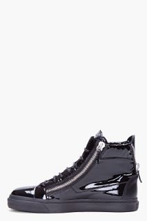 Giuseppe Zanotti Black Patent Leather Sneakers for men