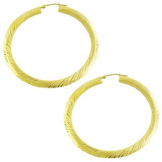 14k Yellow Gold Textured Flat Hoop Earrings Today $317.99