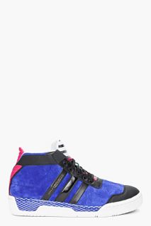 Y 3 Blue Striped Courtside Sneakers for men